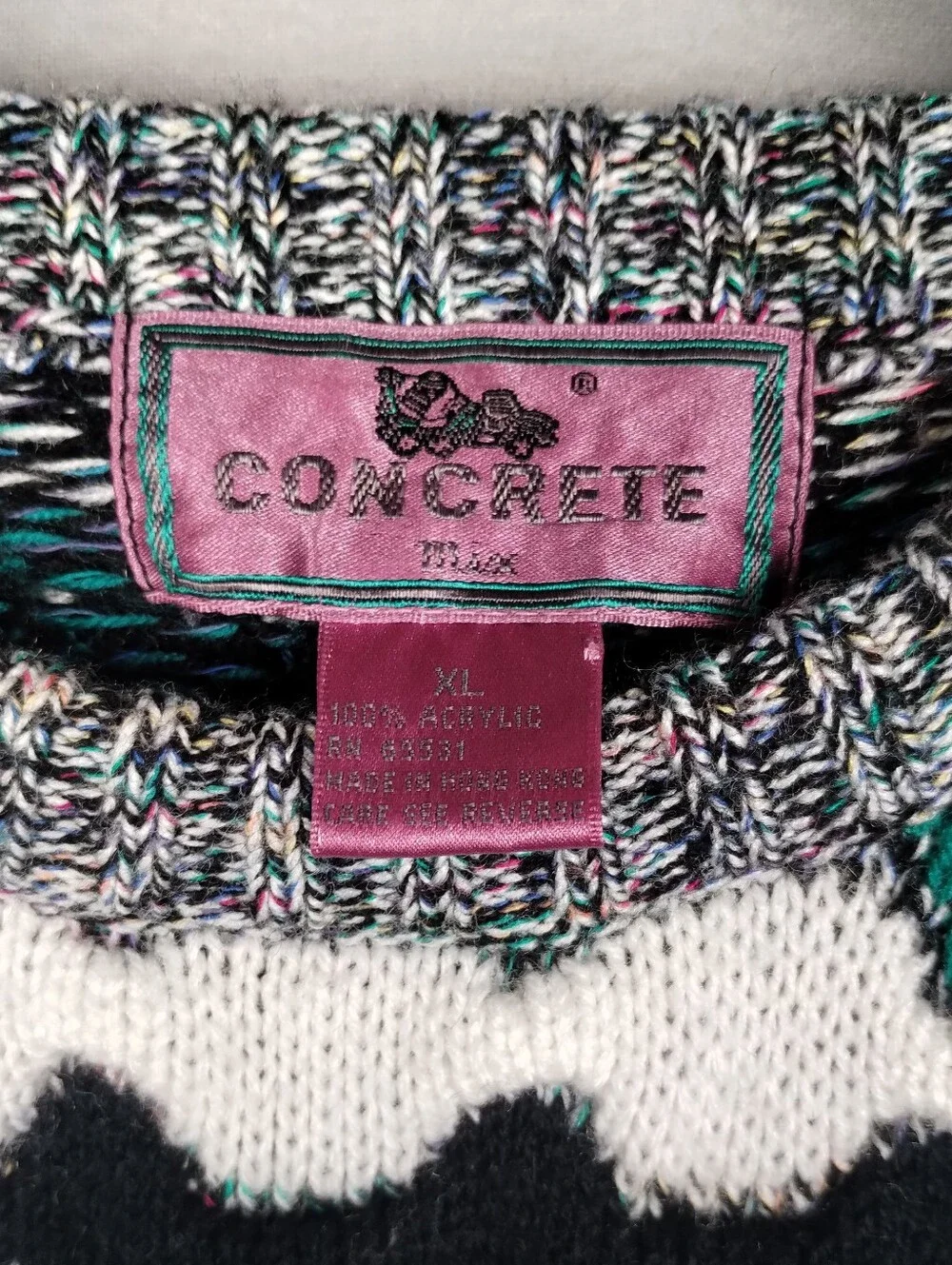 Concrete Vintage Crewneck Sweater 3D Knit Textured Striped Chunky Pullover Sz XL